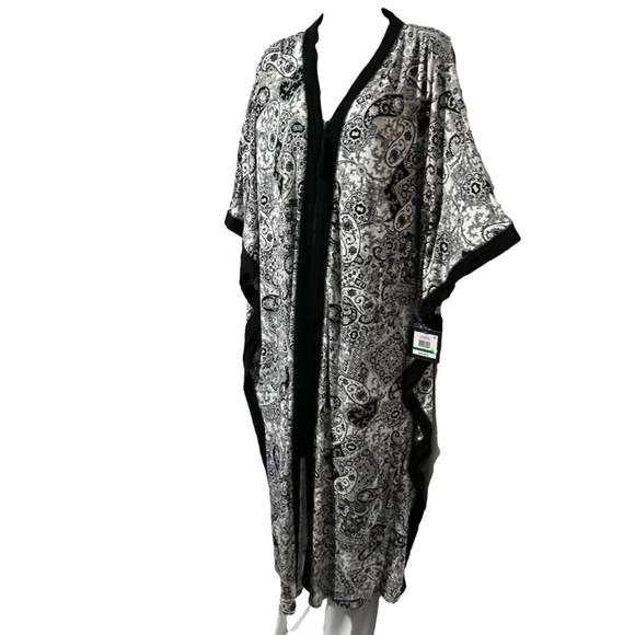 ELLEN TRACY Womens Caftan - Soft Stretch Jersey Zip Front Lounge Caftan L/XL - Picture 3 of 11